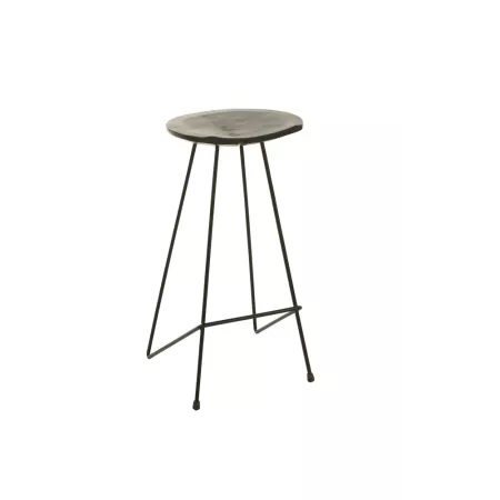 Tabouret de Bar en  Teck Noir et Métal