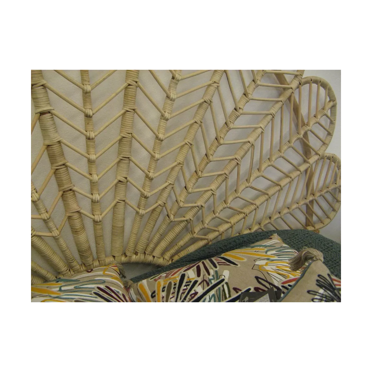 Tête de Lit Vintage Fleur en Rotin 160cm