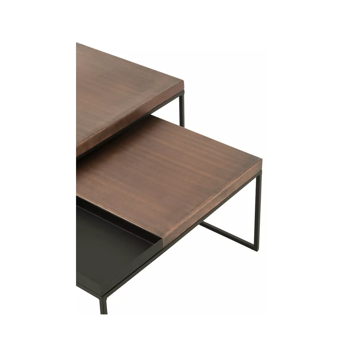 Série de 2 Tables basses Gigognes Carrées Métal Bicolore
