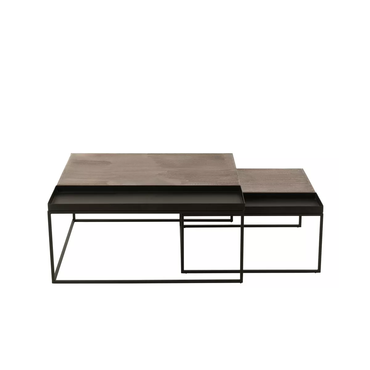 Série de 2 Tables basses Gigognes Carrées Métal Bicolore