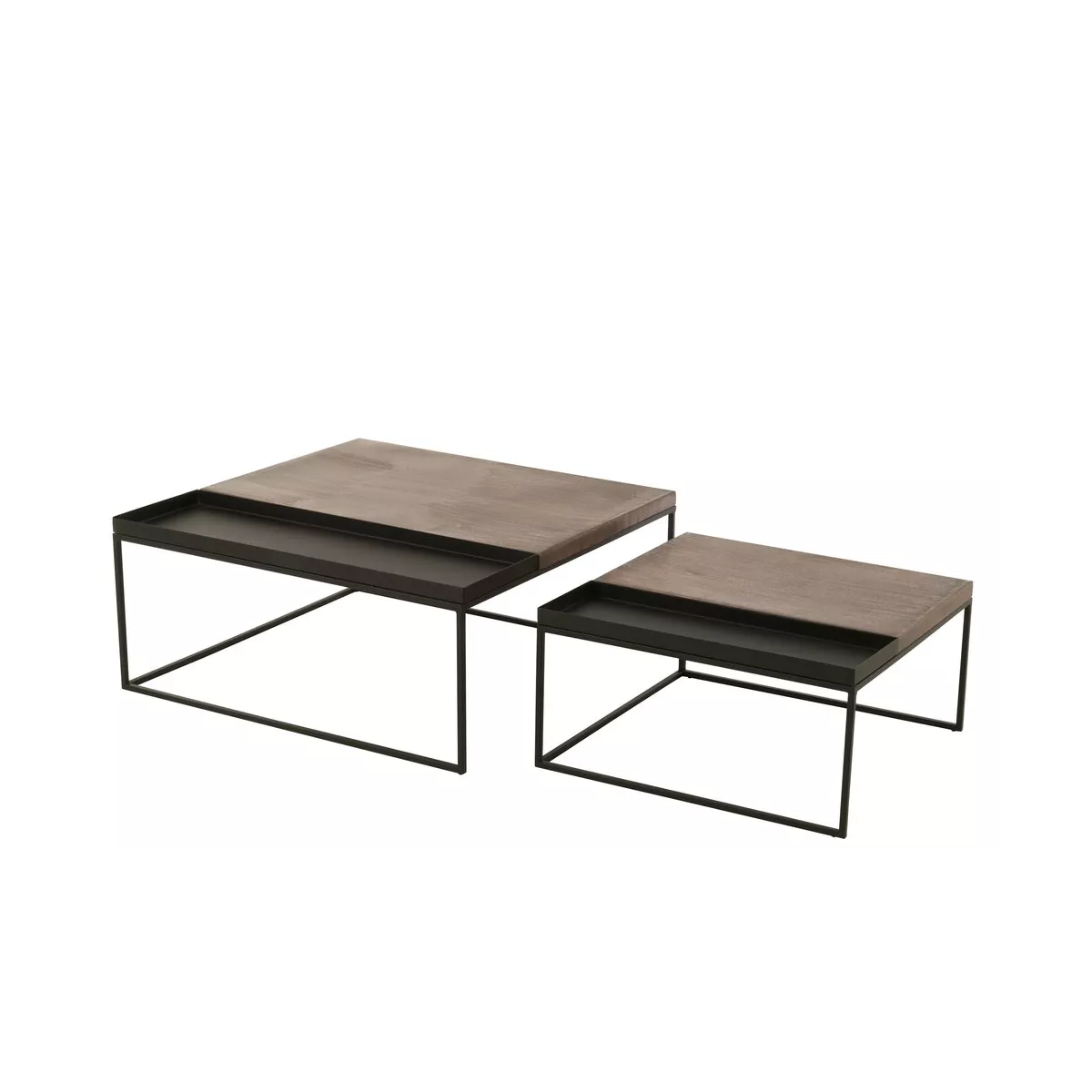 Série de 2 Tables basses Gigognes Carrées Métal Bicolore