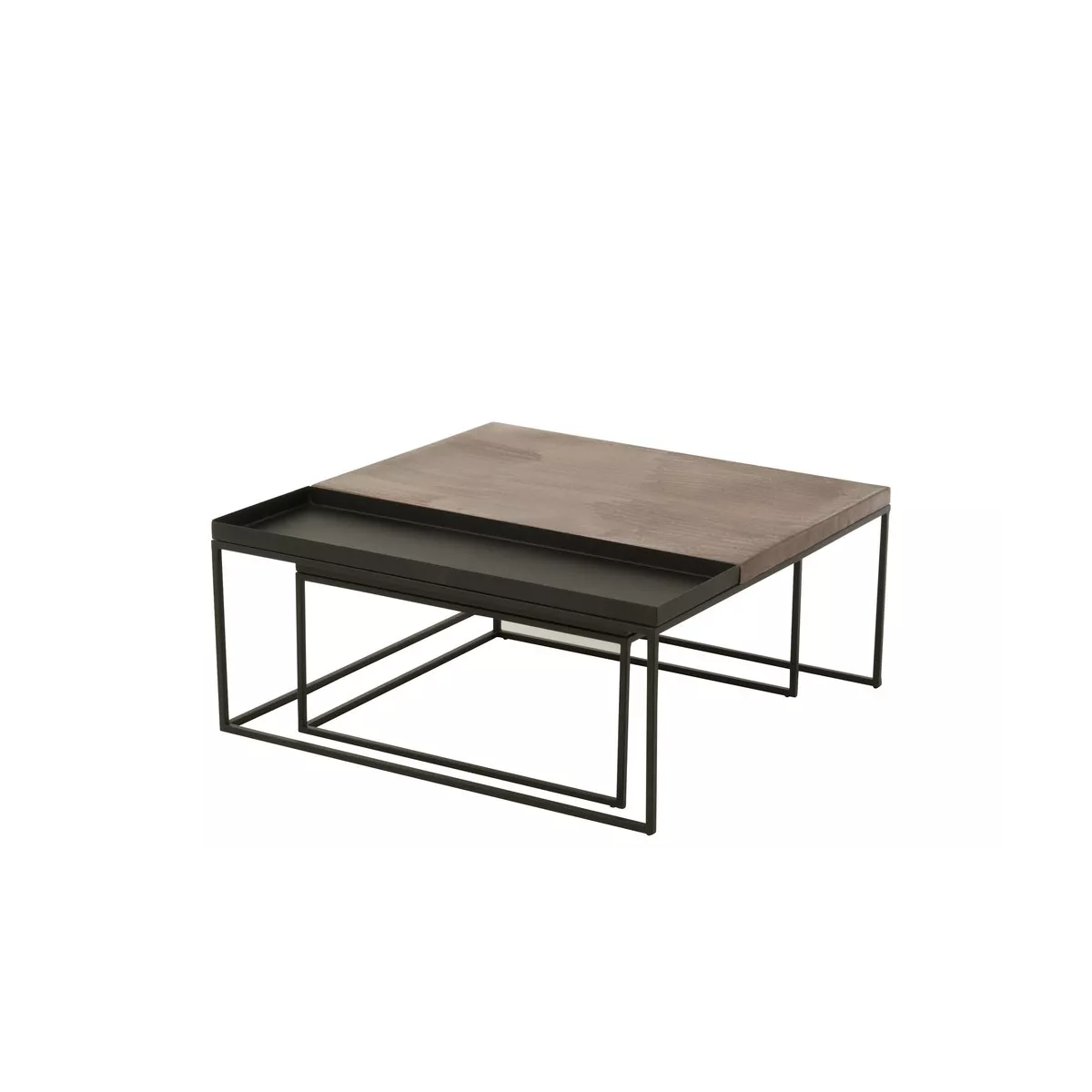 Série de 2 Tables basses Gigognes Carrées Métal Bicolore