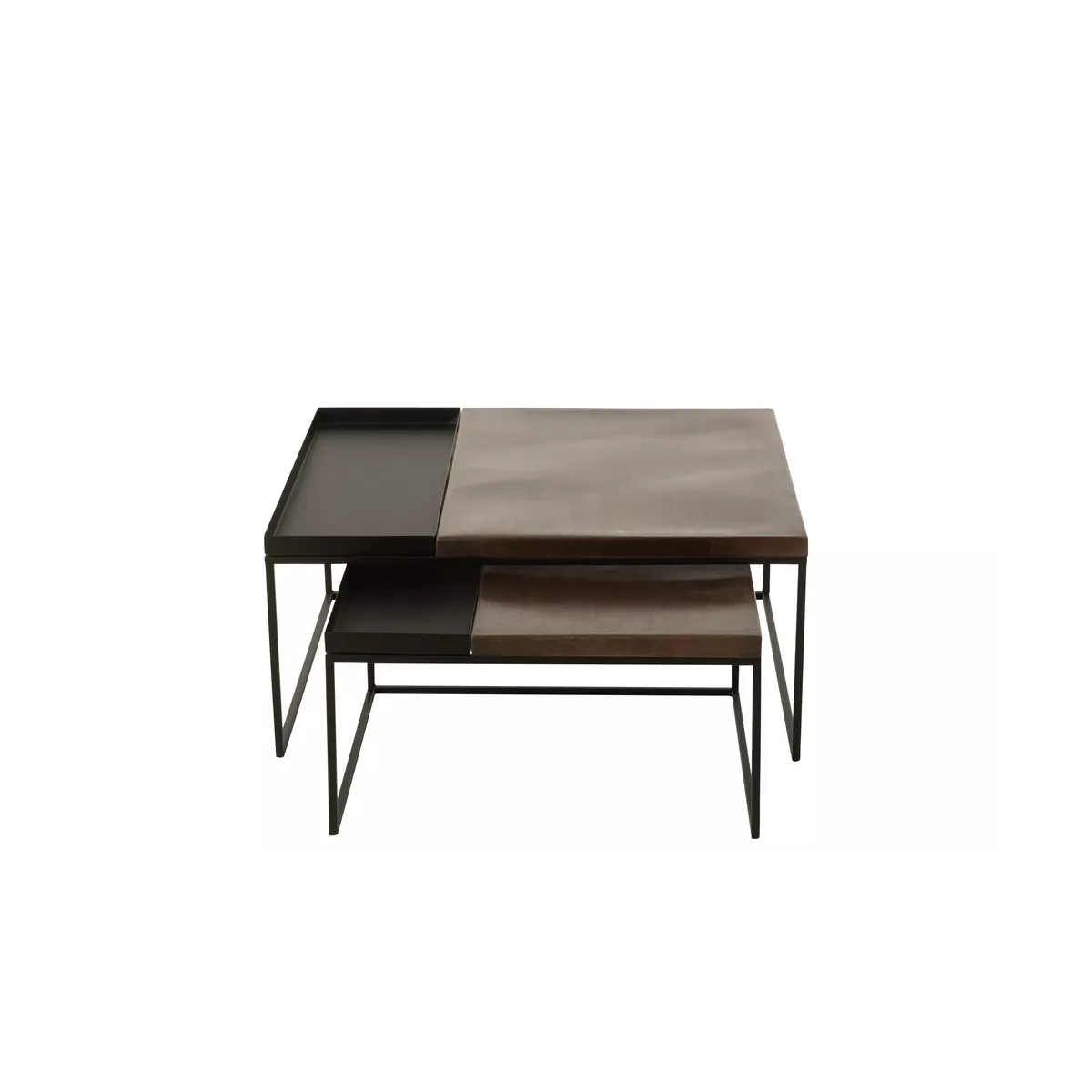 Série de 2 Tables basses Gigognes Carrées Métal Bicolore
