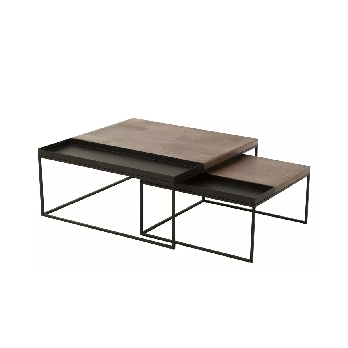 Série de 2 Tables basses Gigognes Carrées Métal Bicolore