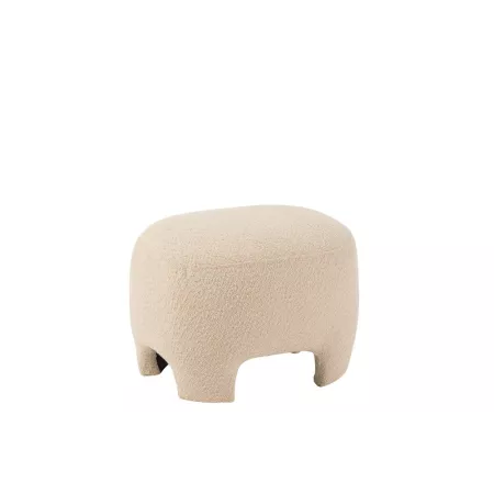 Pouf  Tissu Blanc Tricote bouclette