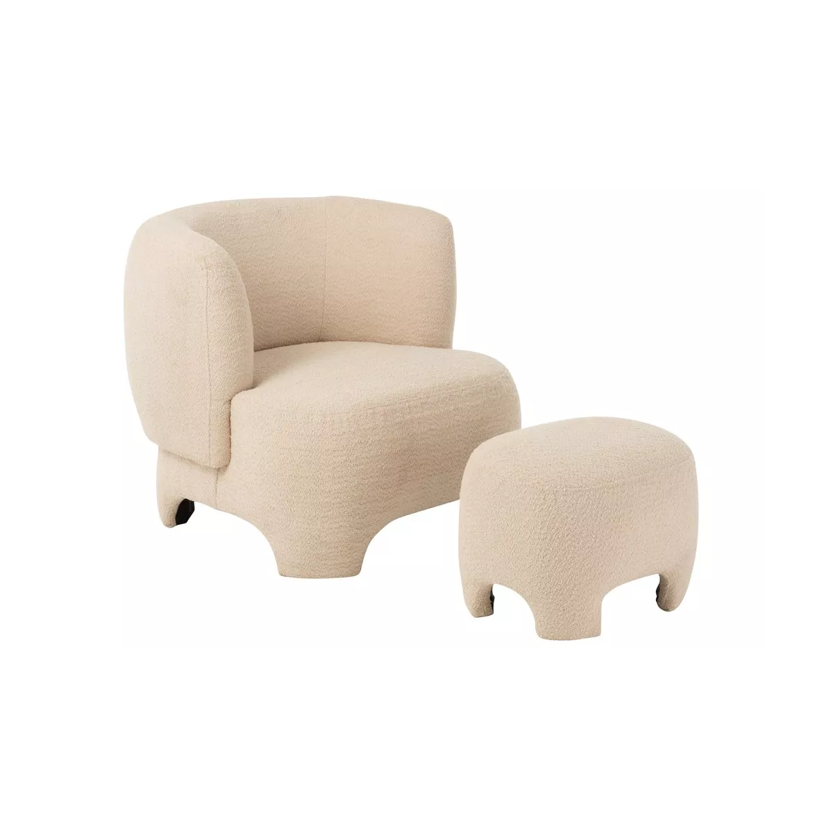 Pouf  Tissu Ecru Bouclette