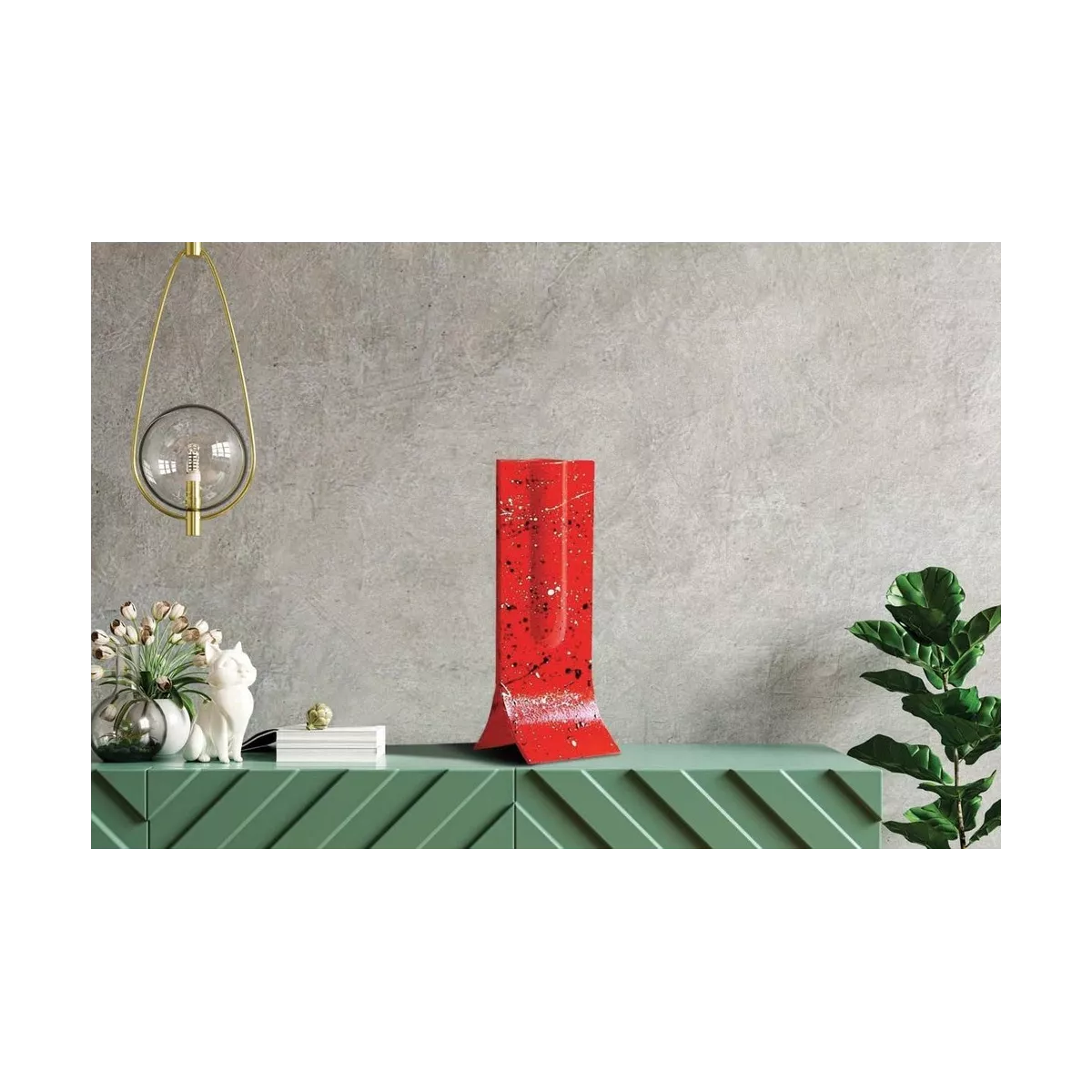 Vase Verre  Design Rouge H.36