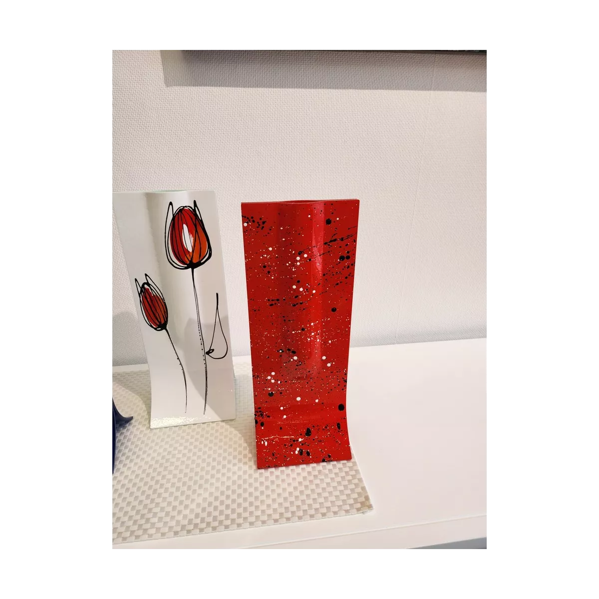 Vase Verre  Design Rouge H.36