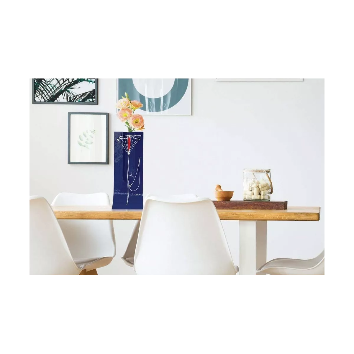 Vase Verre  Design Bleu H.36