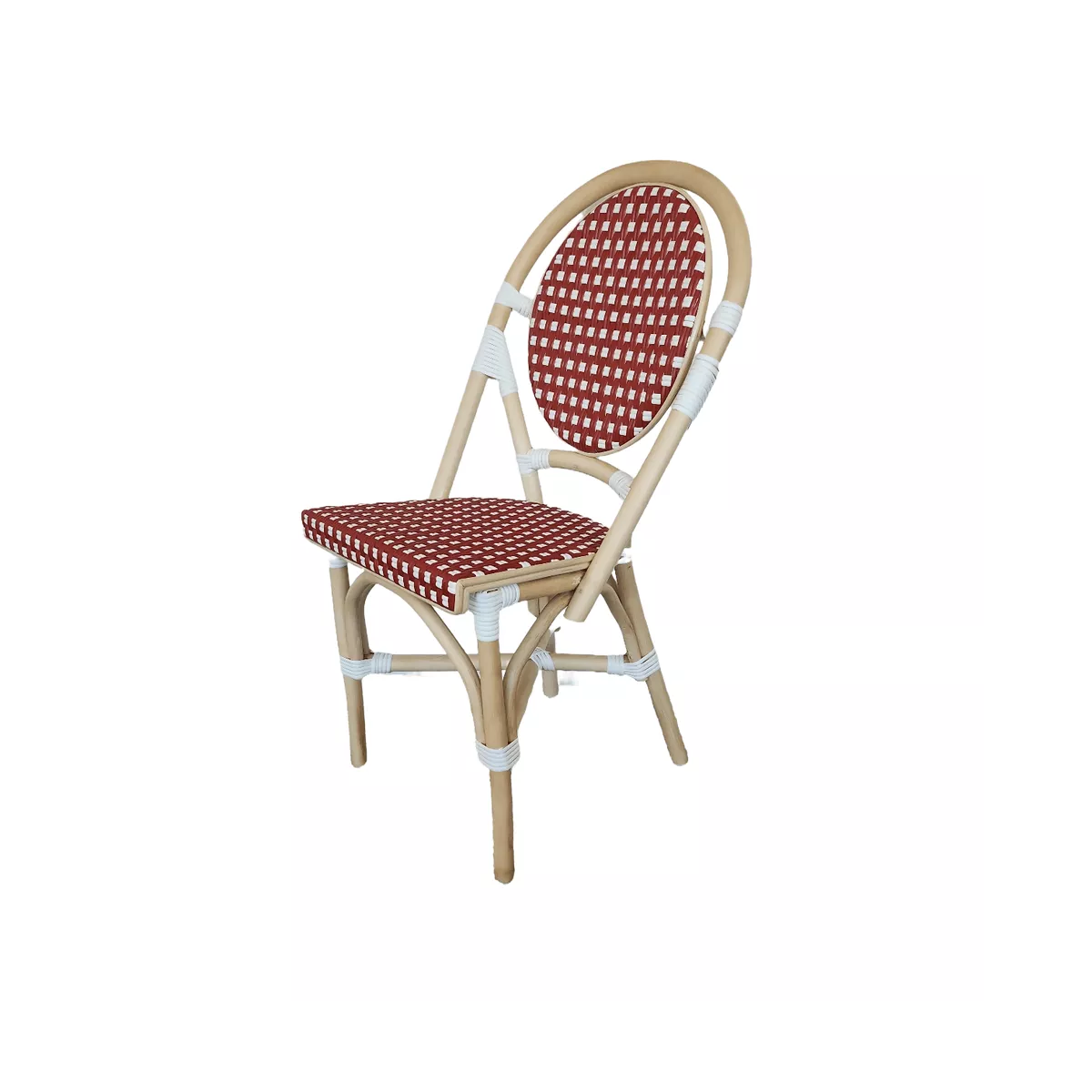 Chaise Bistrot Rotin Rouge et Blanc