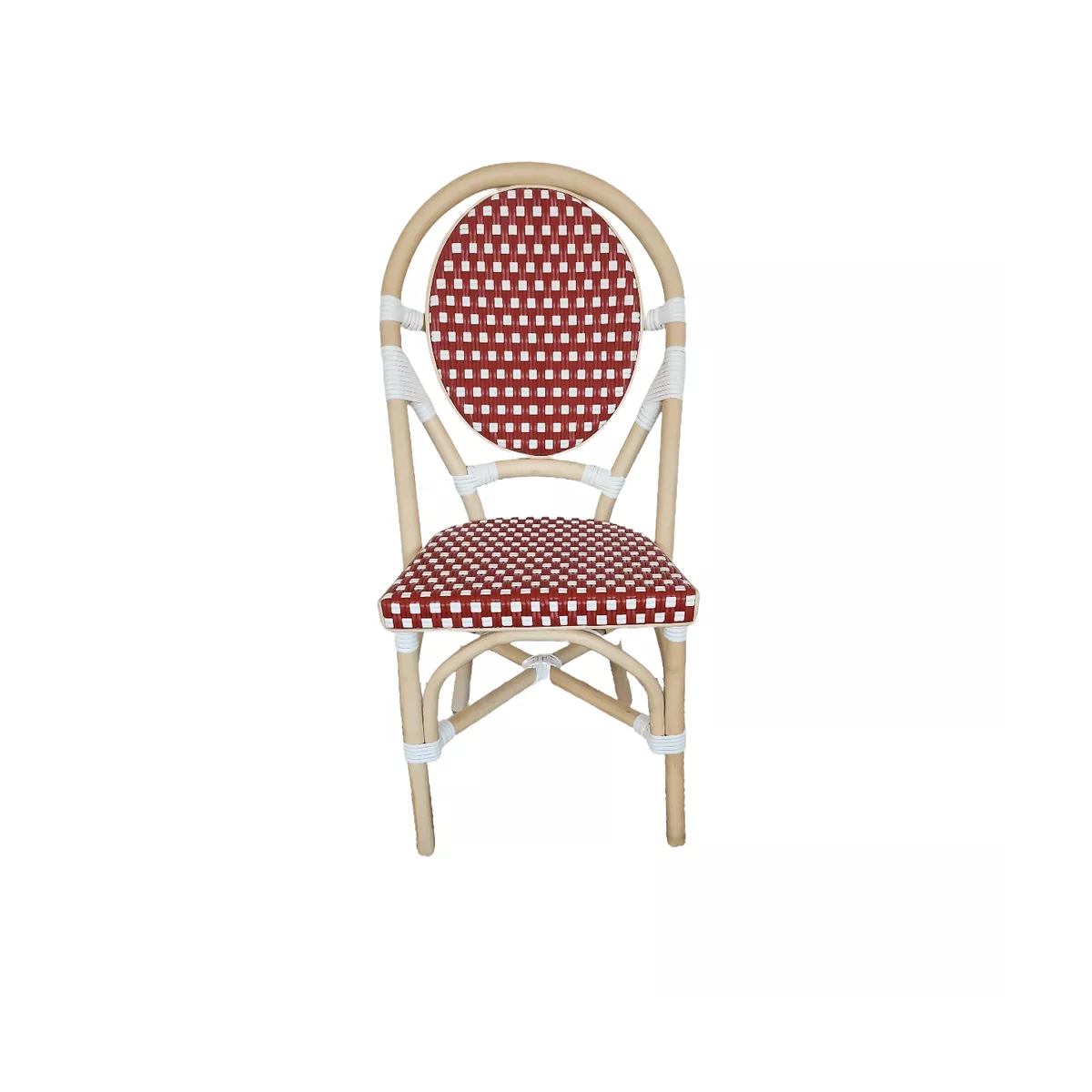 Chaise Bistrot Rotin Rouge et Blanc
