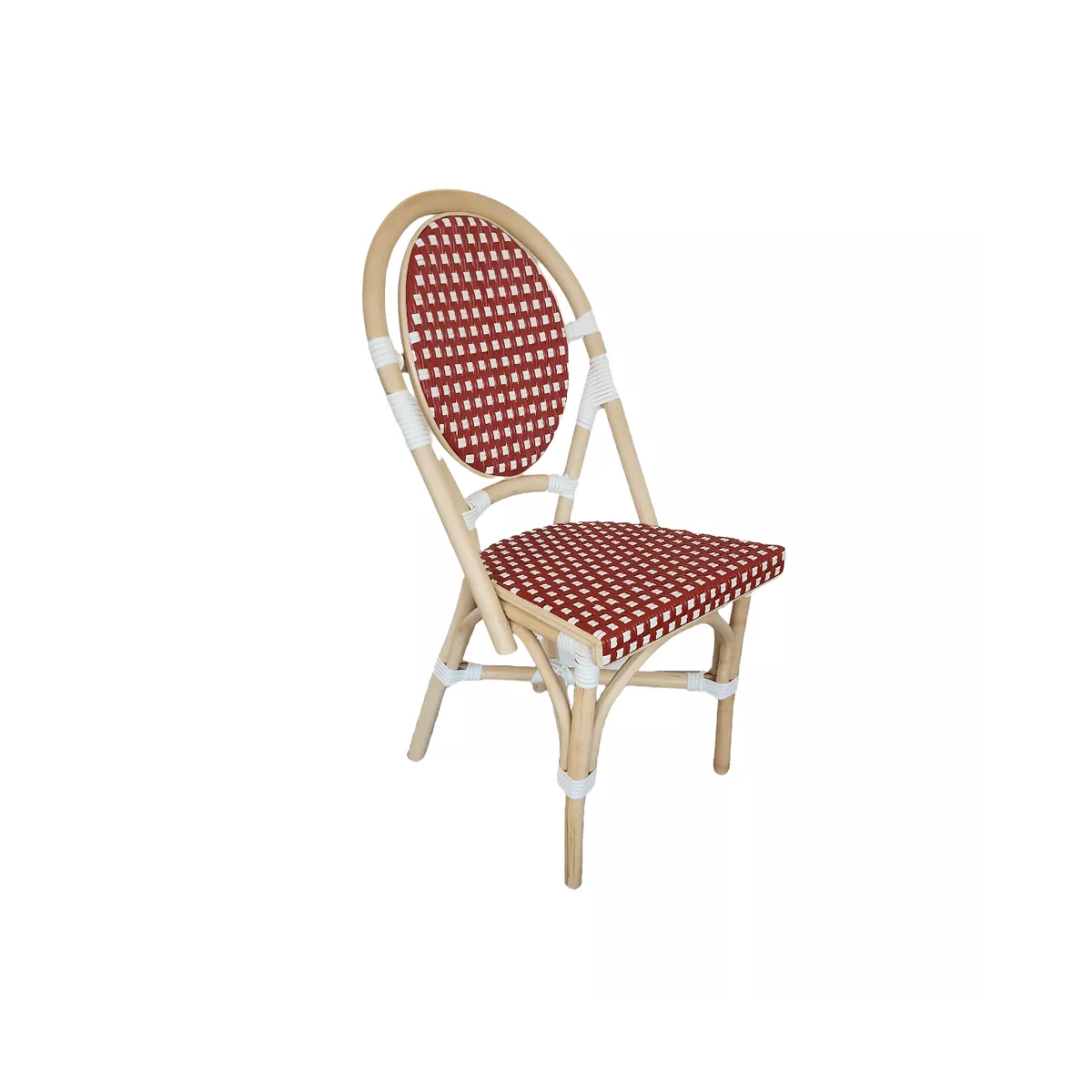 Chaise Bistrot Rotin Rouge et Blanc