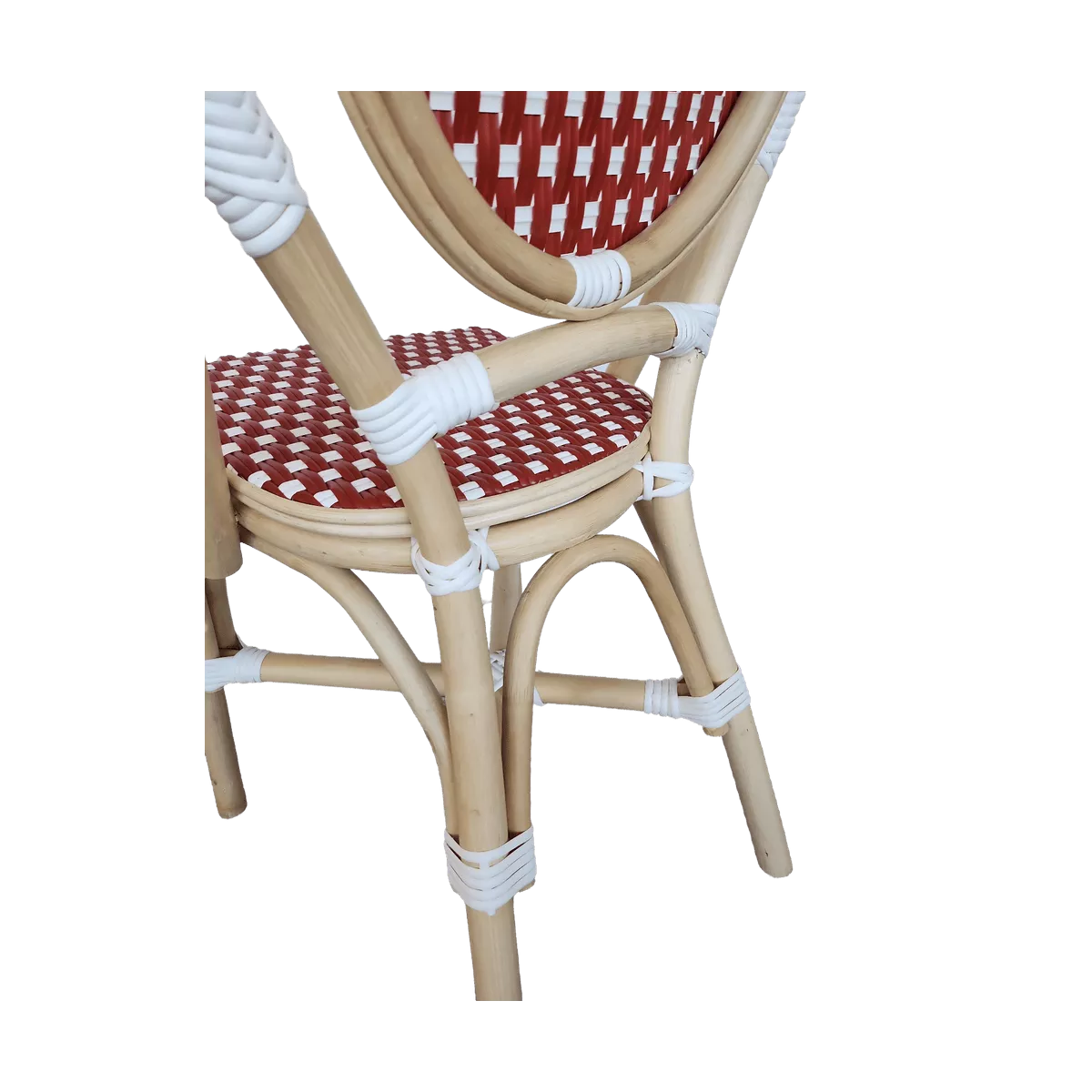 Chaise Bistrot Rotin Rouge et Blanc
