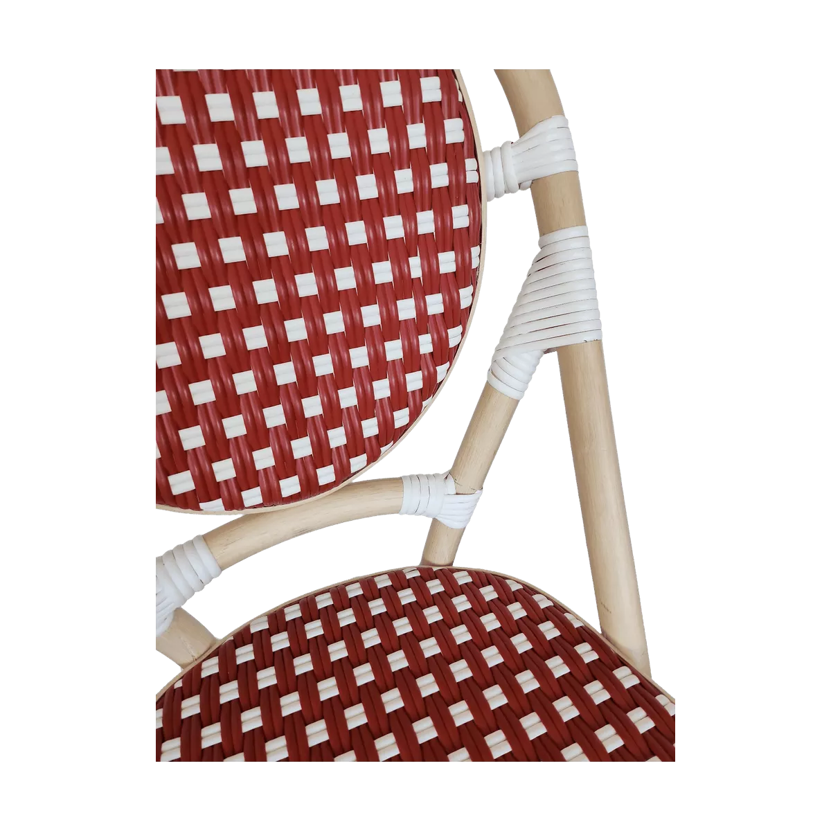 Chaise Bistrot Rotin Rouge et Blanc