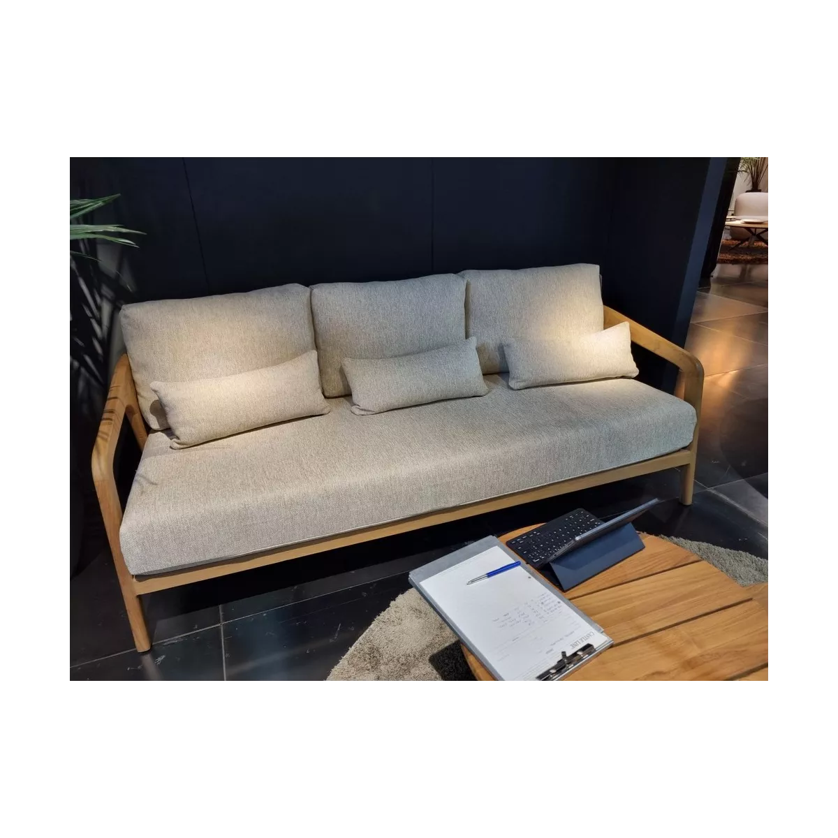 Salon Lisa Teck Naturel canape 3 Places + 2 Fauteuils