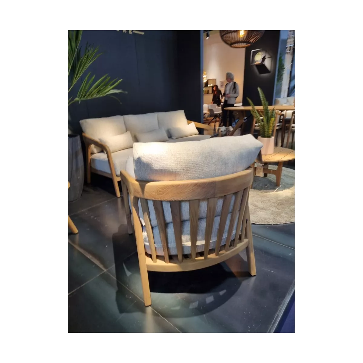 Salon Lisa Teck Naturel canape 3 Places + 2 Fauteuils