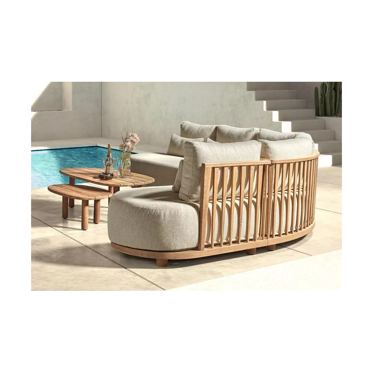 Table basse Teck Oscar 83x47cm Naturel