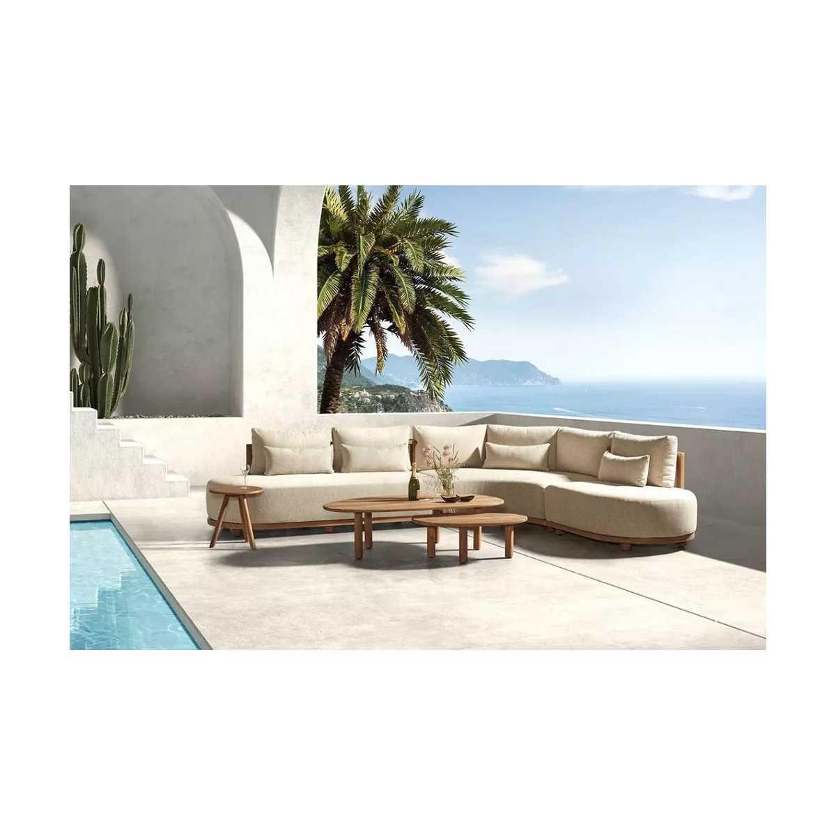 Table basse Teck Oscar 83x47cm Naturel