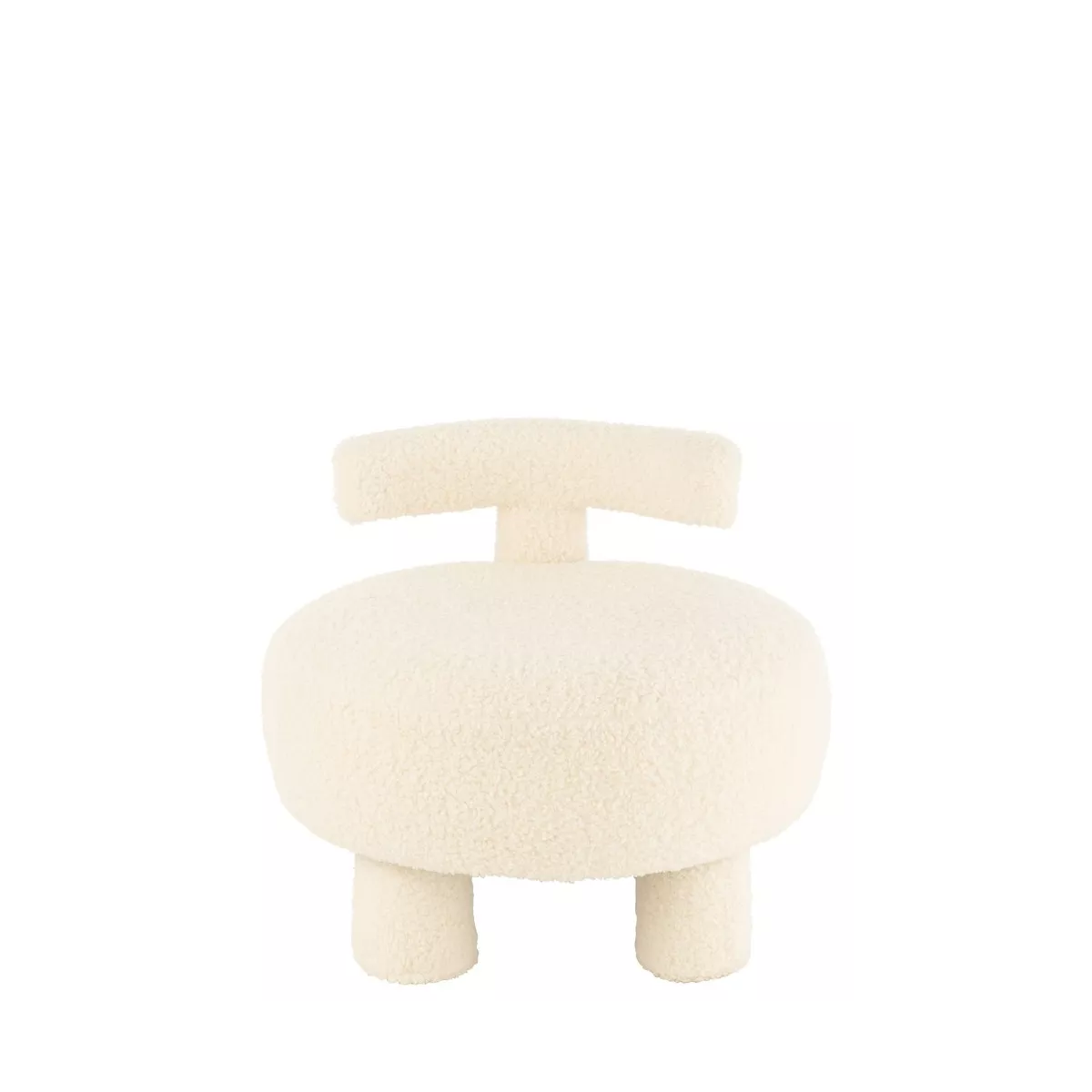Pouf Blanc rond avec dossier Bouclette