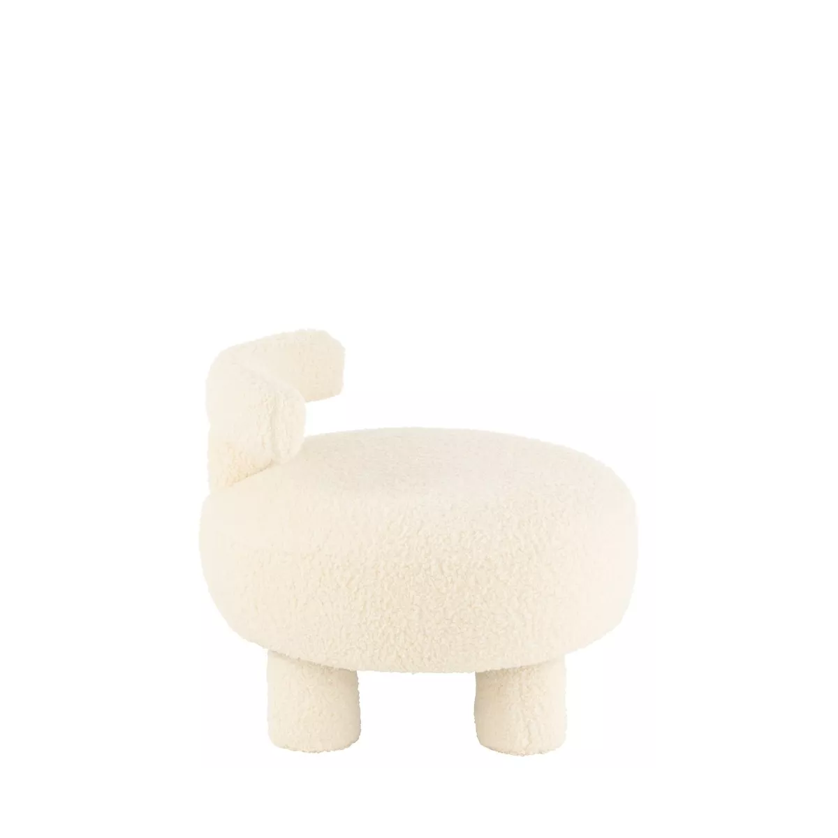 Pouf Blanc rond avec dossier Bouclette