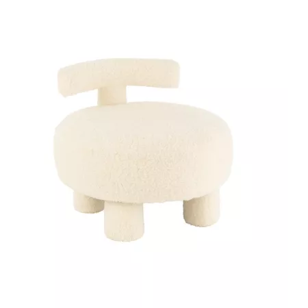 Pouf Blanc rond avec dossier Tricote et bouclette