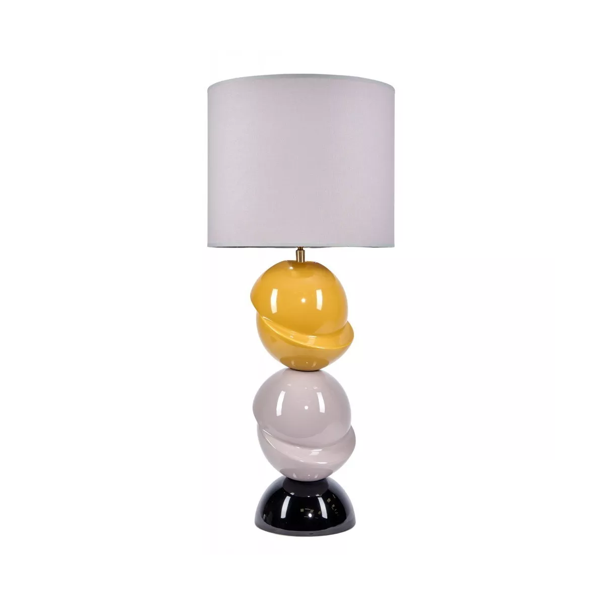 Lampe Demi Boules Jaune et Taupe H.70cm