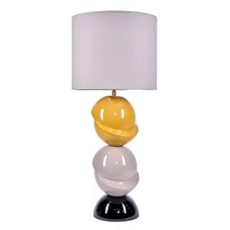 Lampe Demi Boules Jaune et Taupe H.70cm