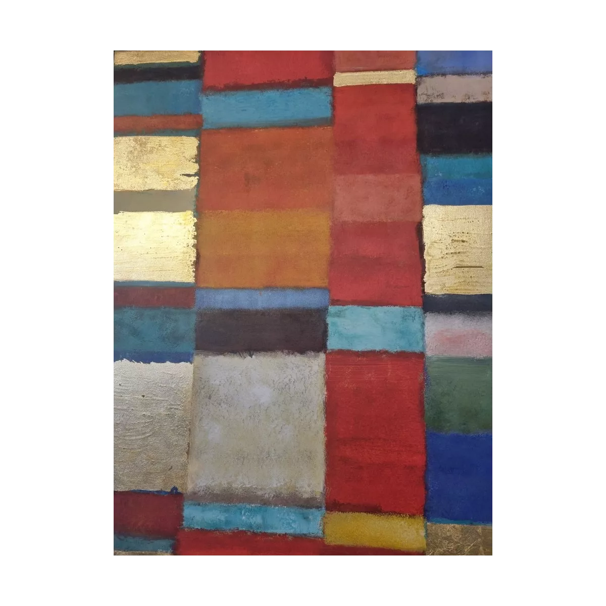 Tableau Abstrait Ocre/Or 90x90