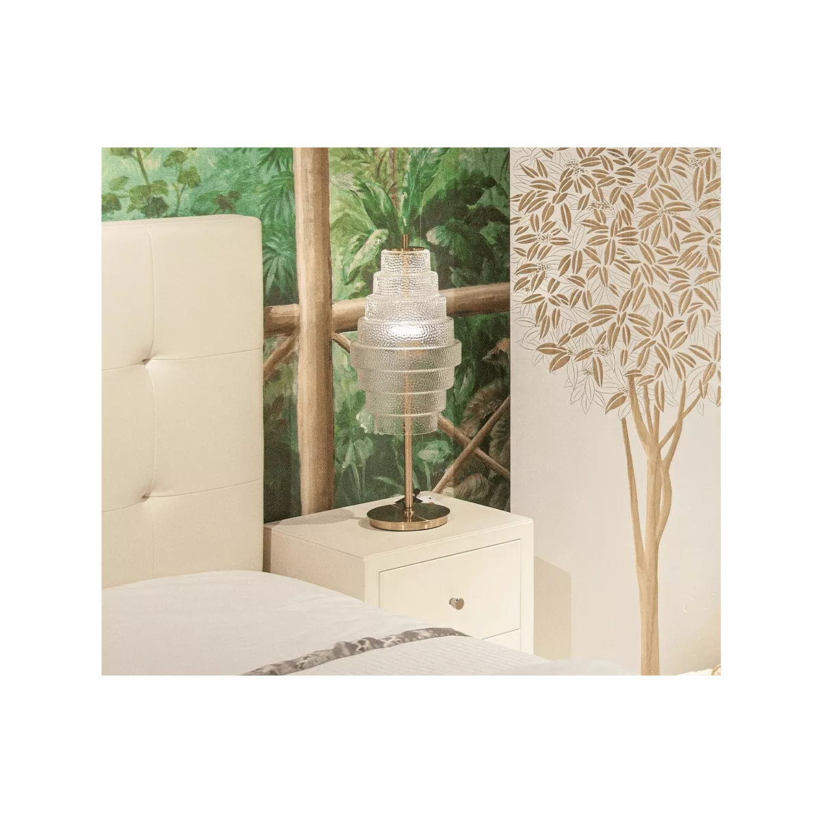 Lampe Led Laiton et Verre h58