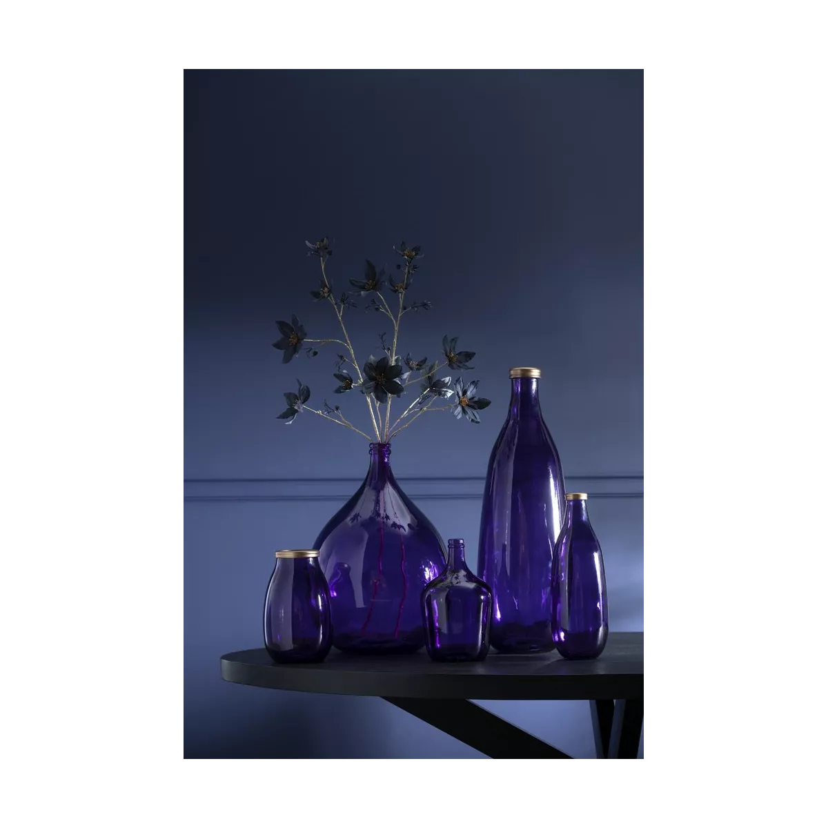 Vase Verre Mauve bord or H.75cm