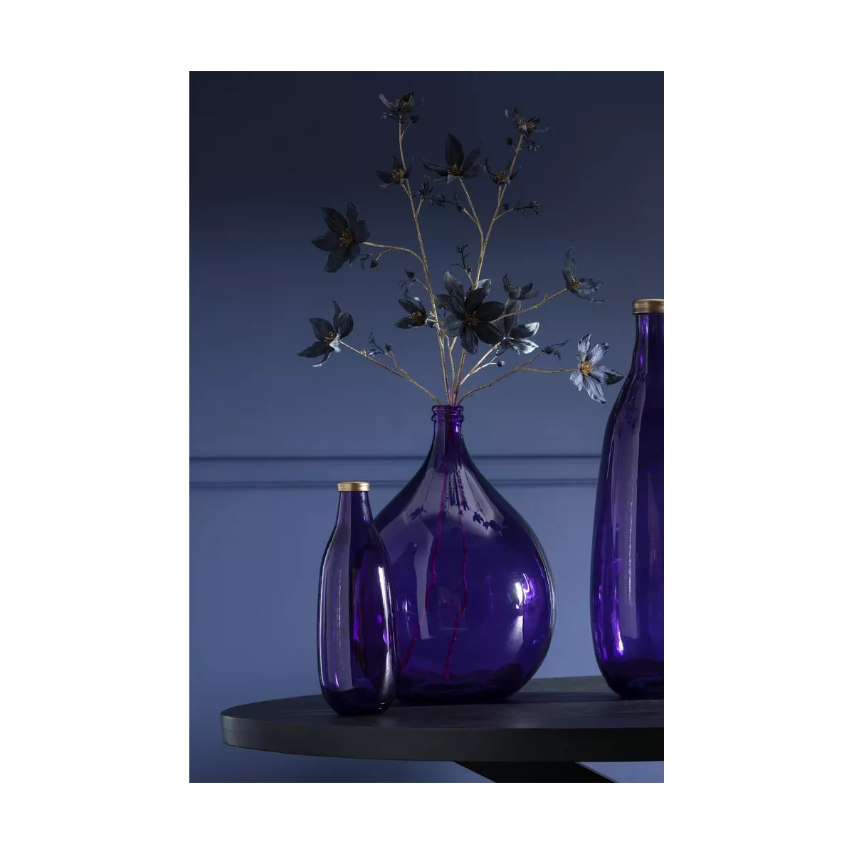 Vase Verre Mauve bord or H.75cm