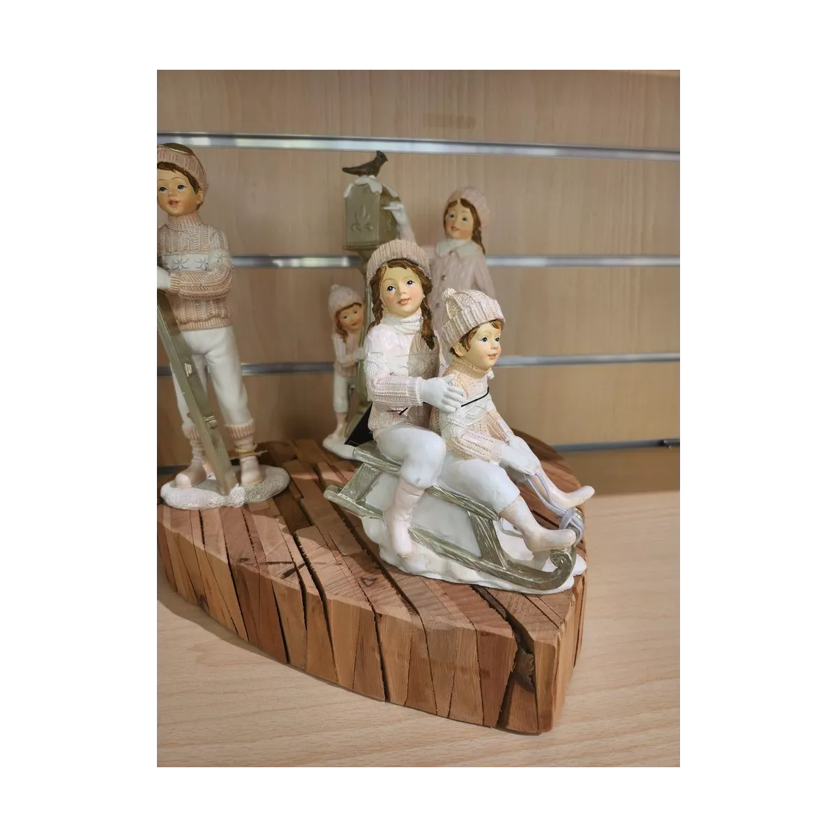 Ensemble de 2 Figurines Ski rose Luge