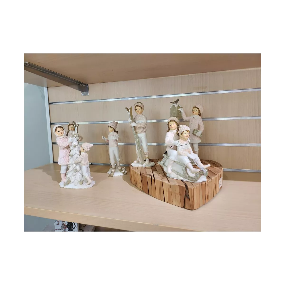 Ensemble de 2 Figurines Ski rose Poste