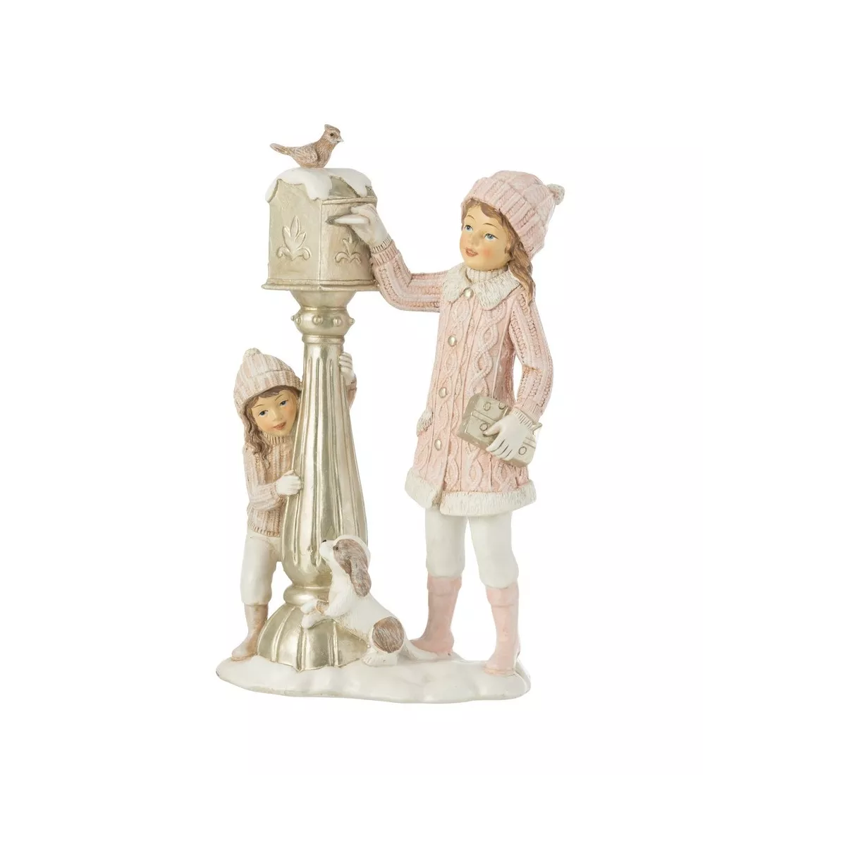 Ensemble de 2 Figurines Ski rose Poste