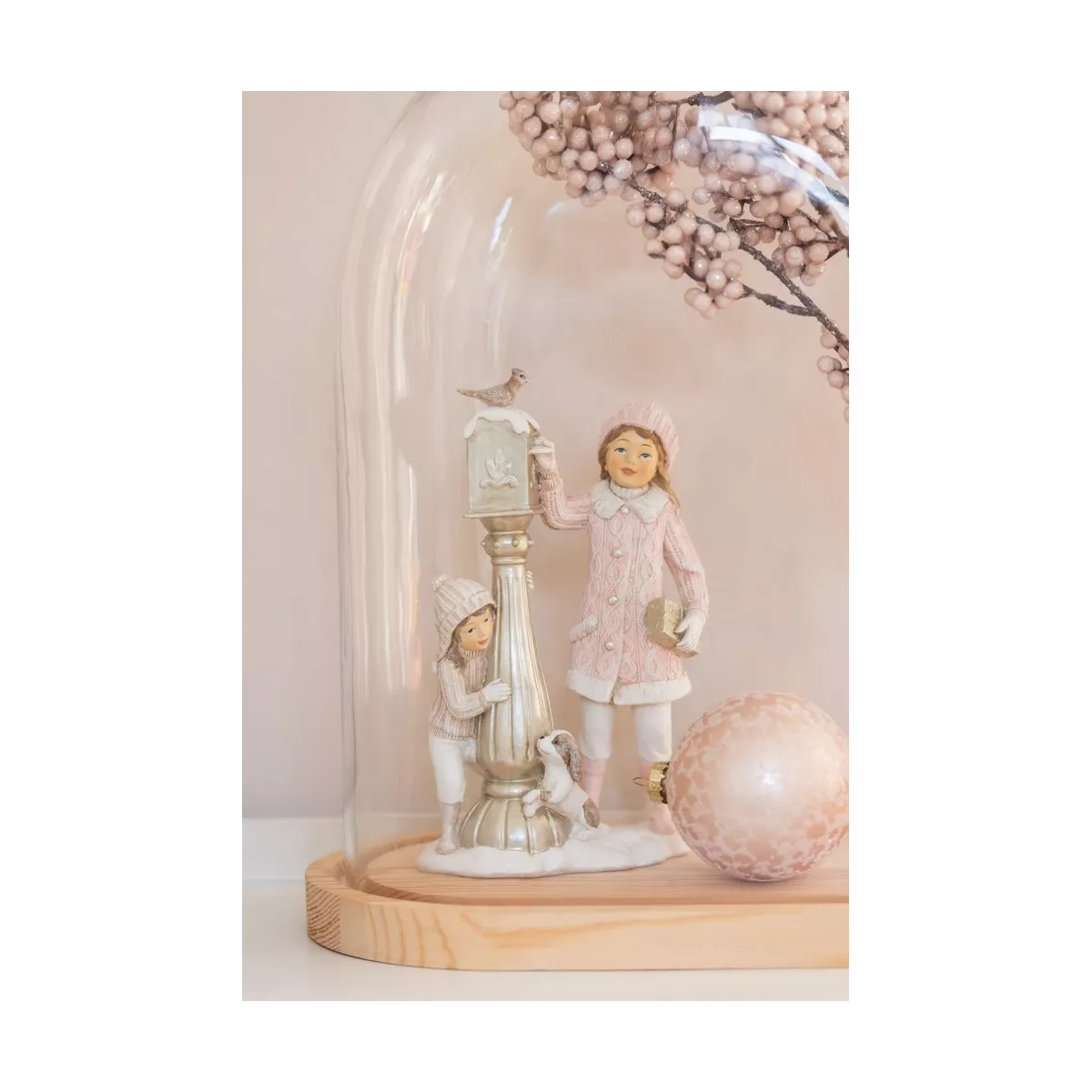Ensemble de 2 Figurines Ski rose Poste