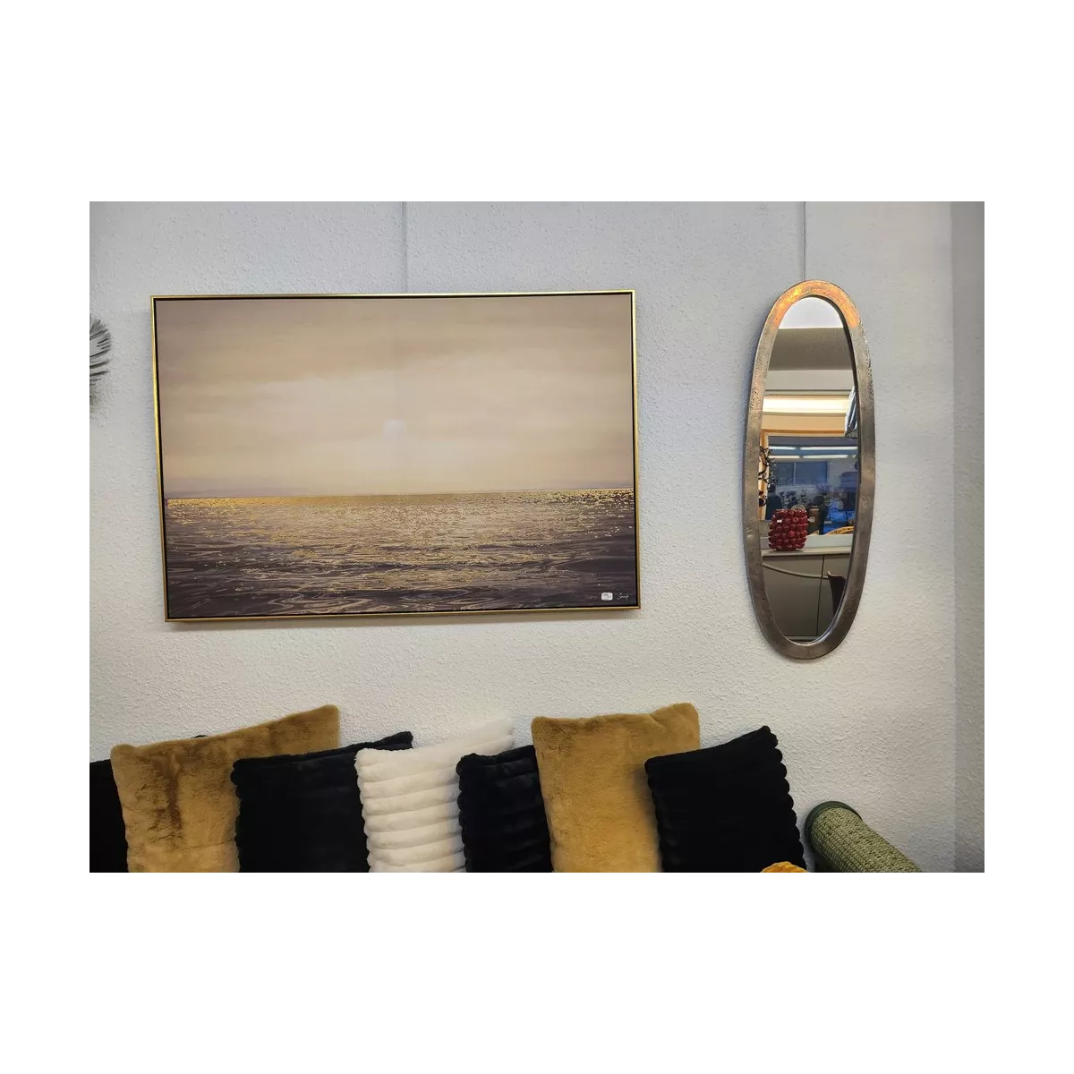 Miroir Ovale aluminium Gris 100cm