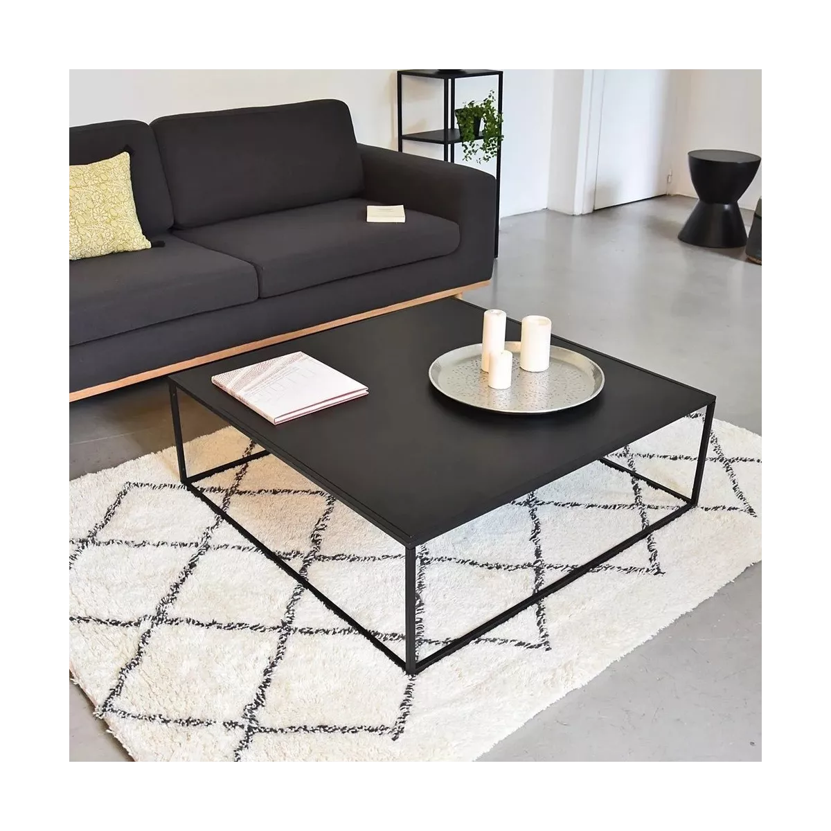Table Basse carré métal noir 80x80