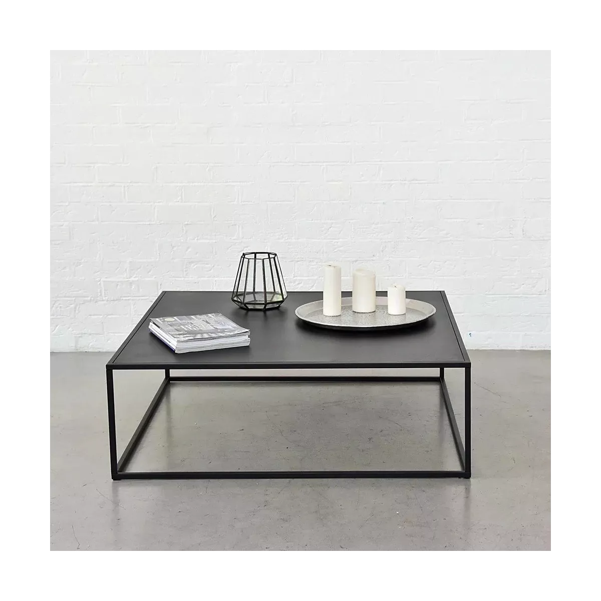 Table Basse carré métal noir 80x80