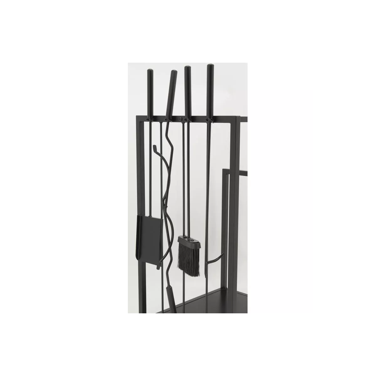 Porte Buches en métal noir + 4 accessoires