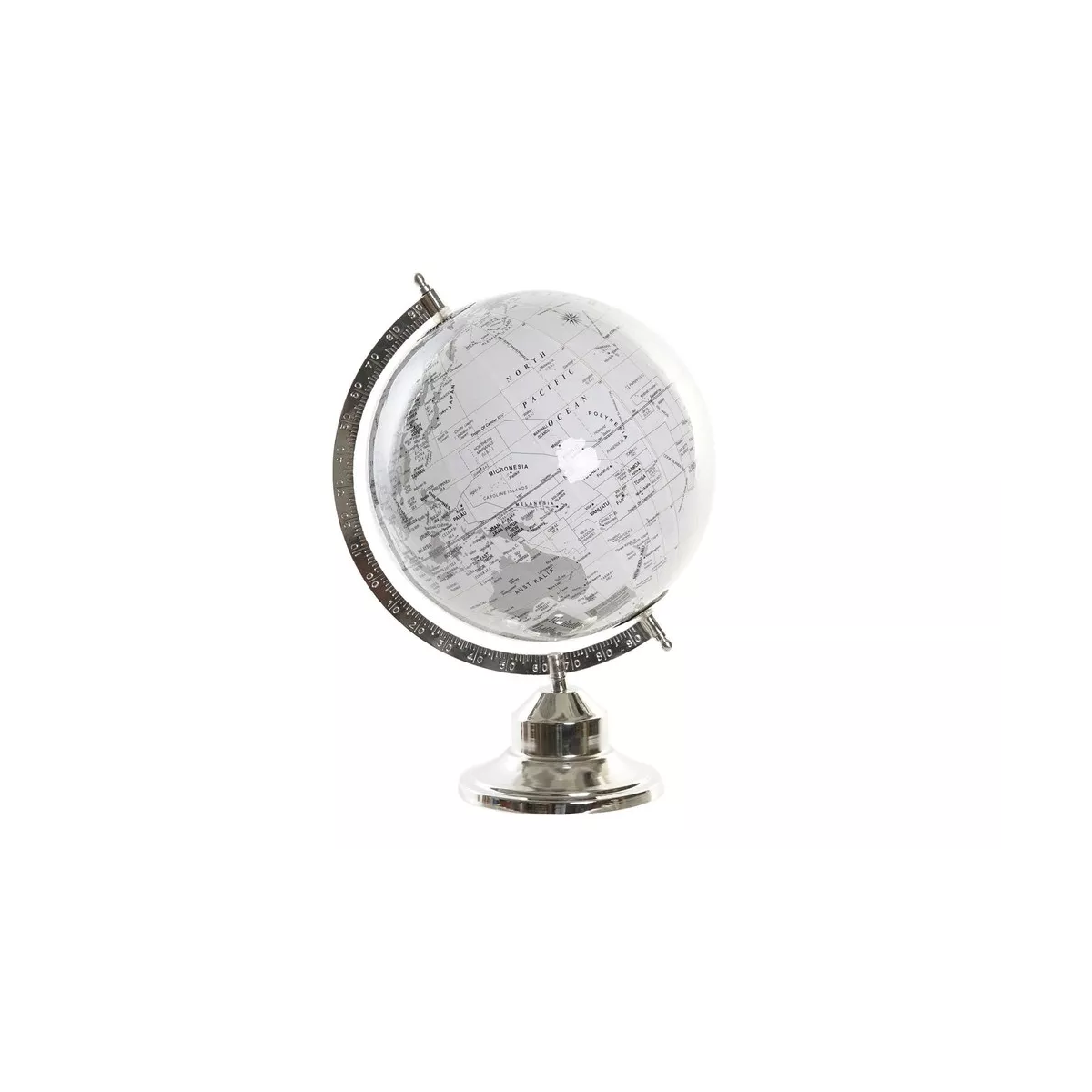 Mappemonde Argentée H.38cm