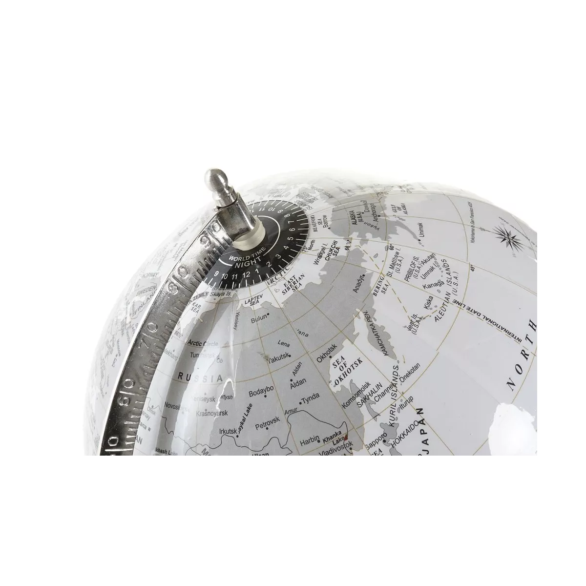 Mappemonde Argentée H.38cm