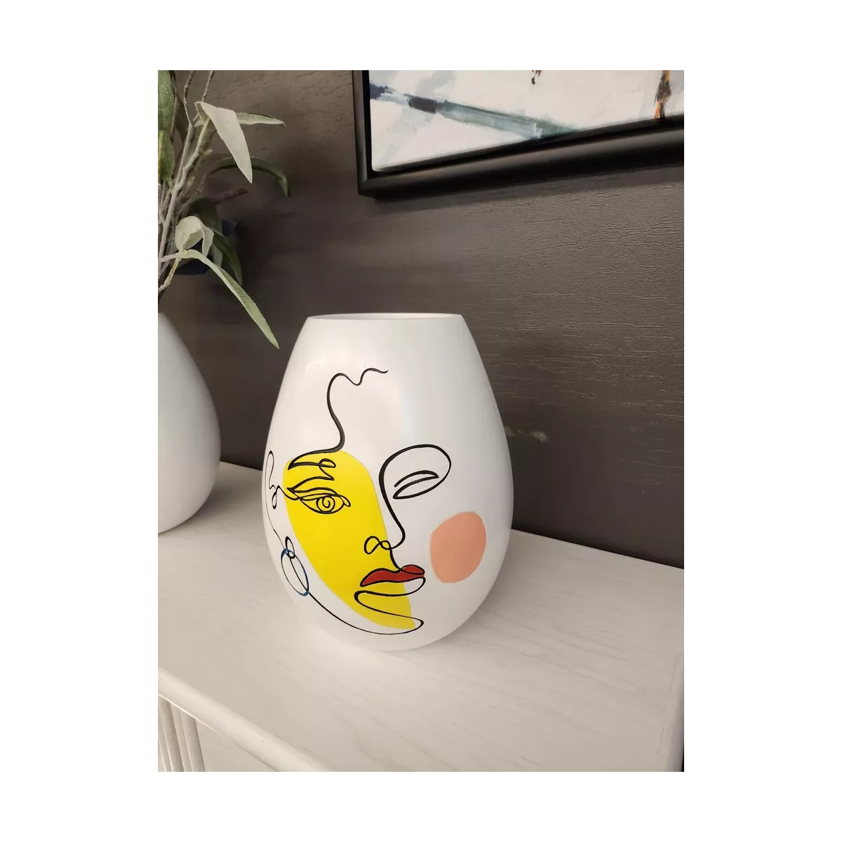 Vase Visage Jaune H.29cm