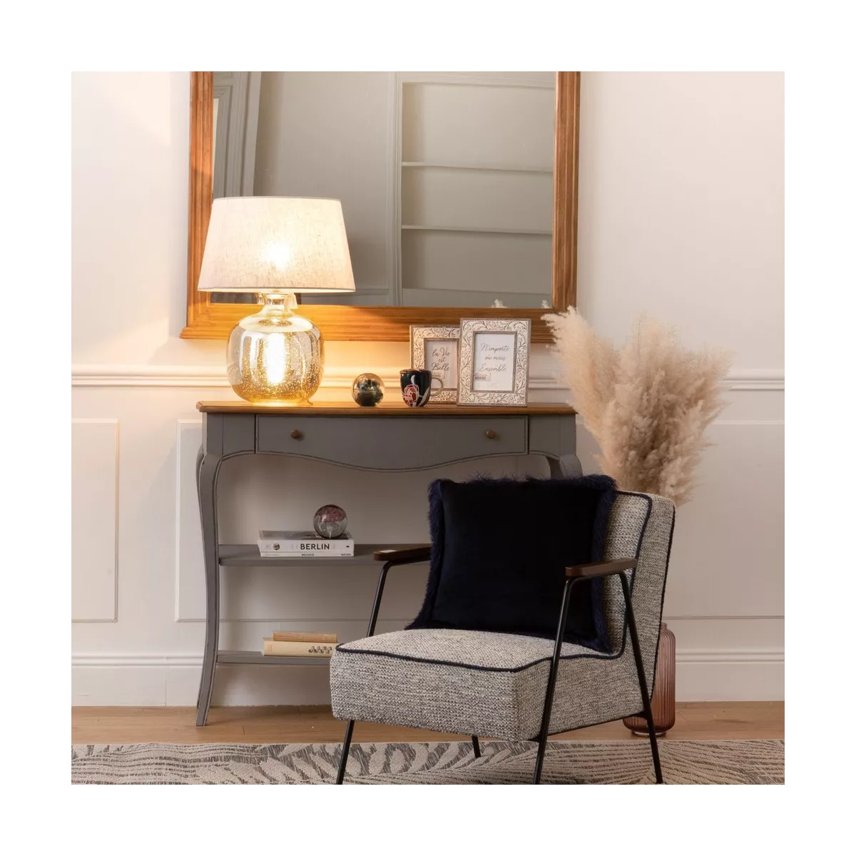Lampe Jade en verre H.56cm