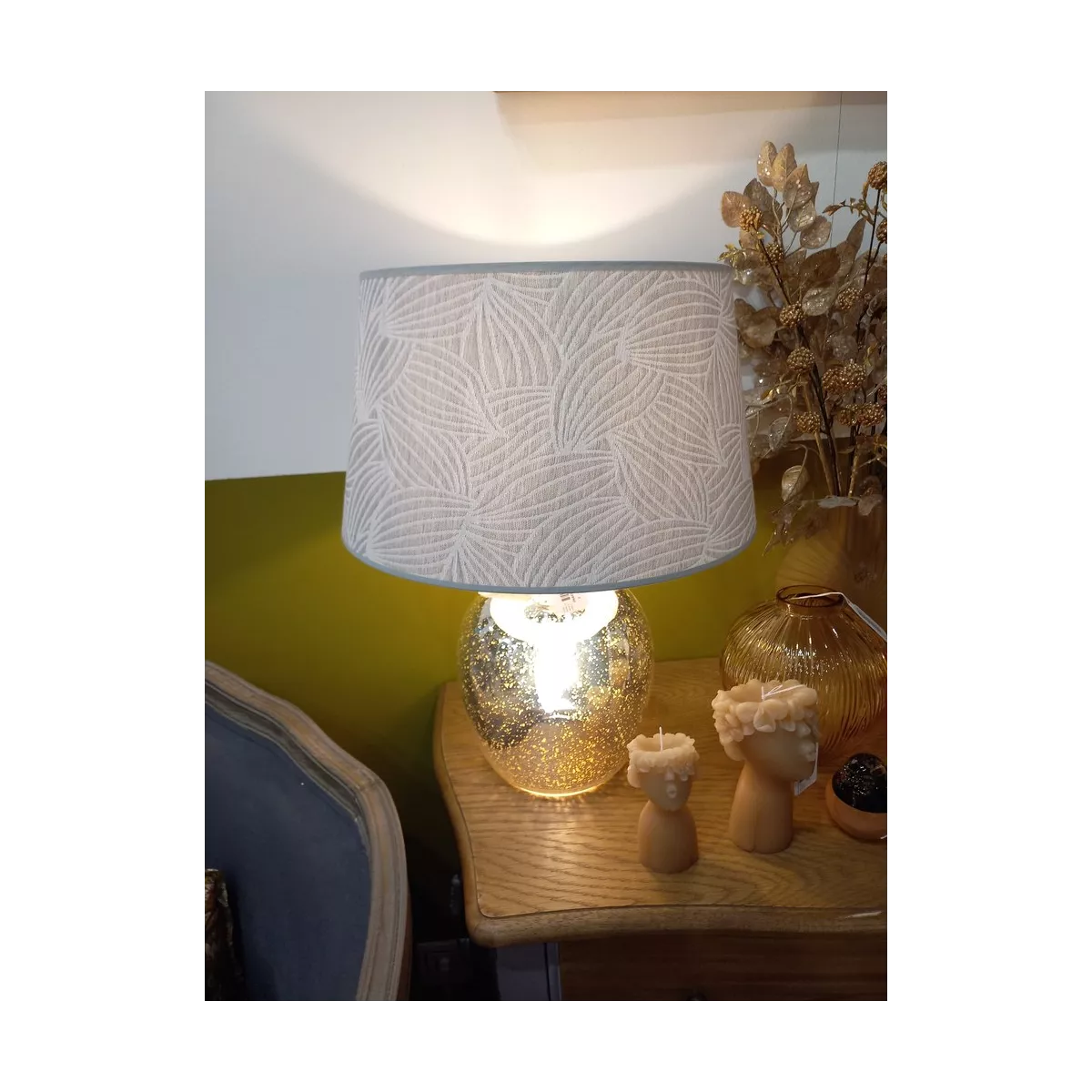 Lampe Jade en verre H.56cm