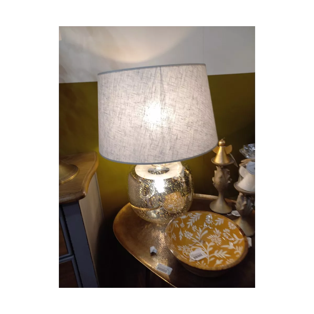 Lampe Jade en verre H.62cm