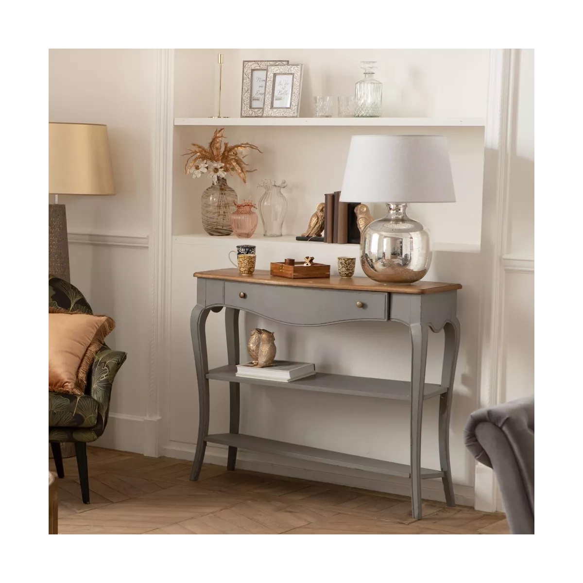 Lampe Jade en verre H.62cm