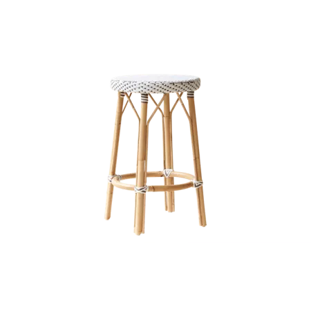 Tabouret de bar Rotin Isabelle Blanc
