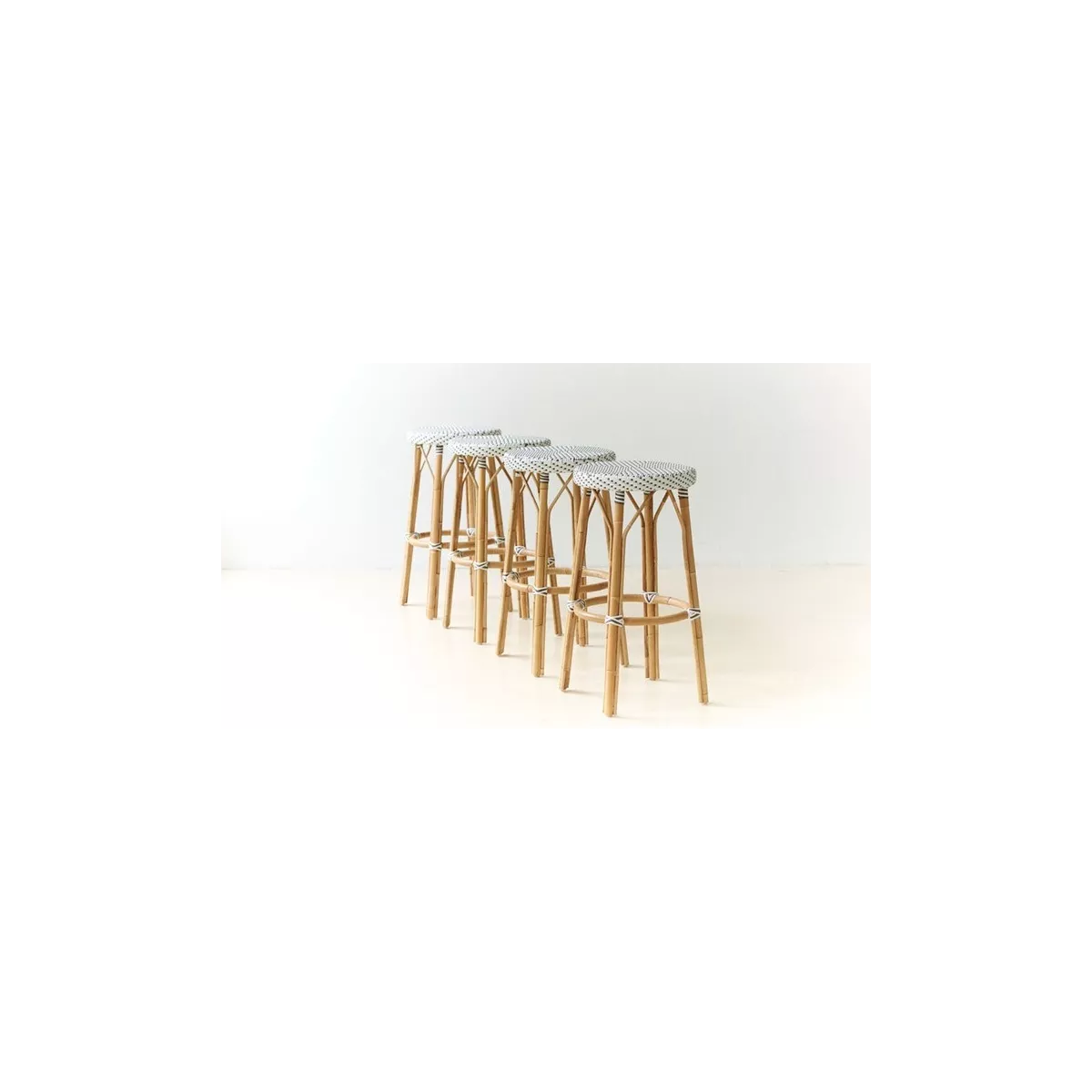 Tabouret de bar Rotin Isabelle Blanc