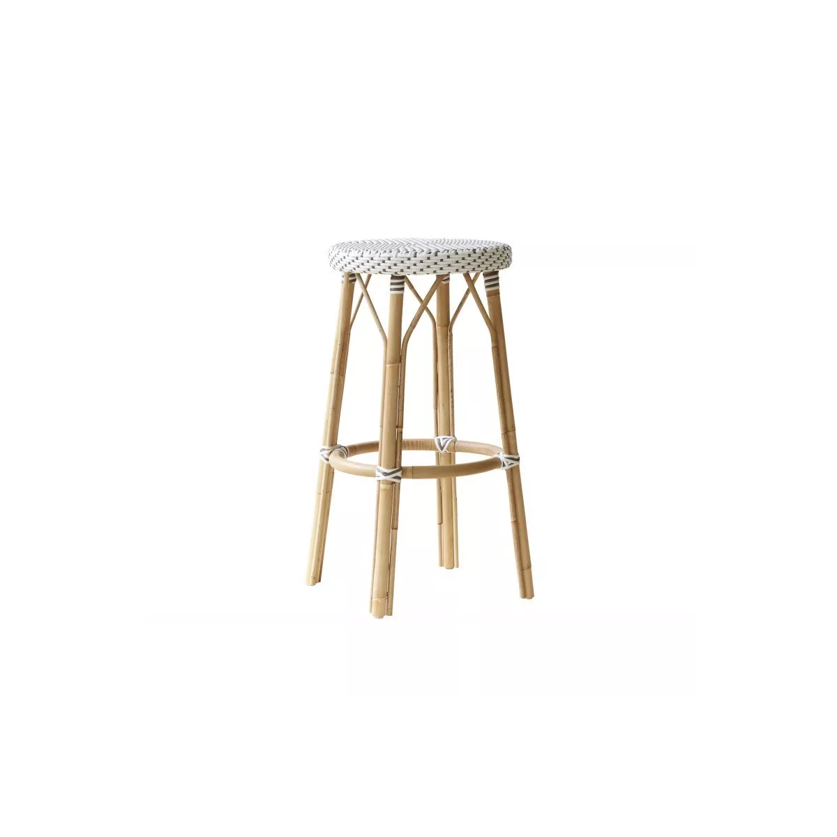 Tabouret de bar Rotin Isabelle Blanc