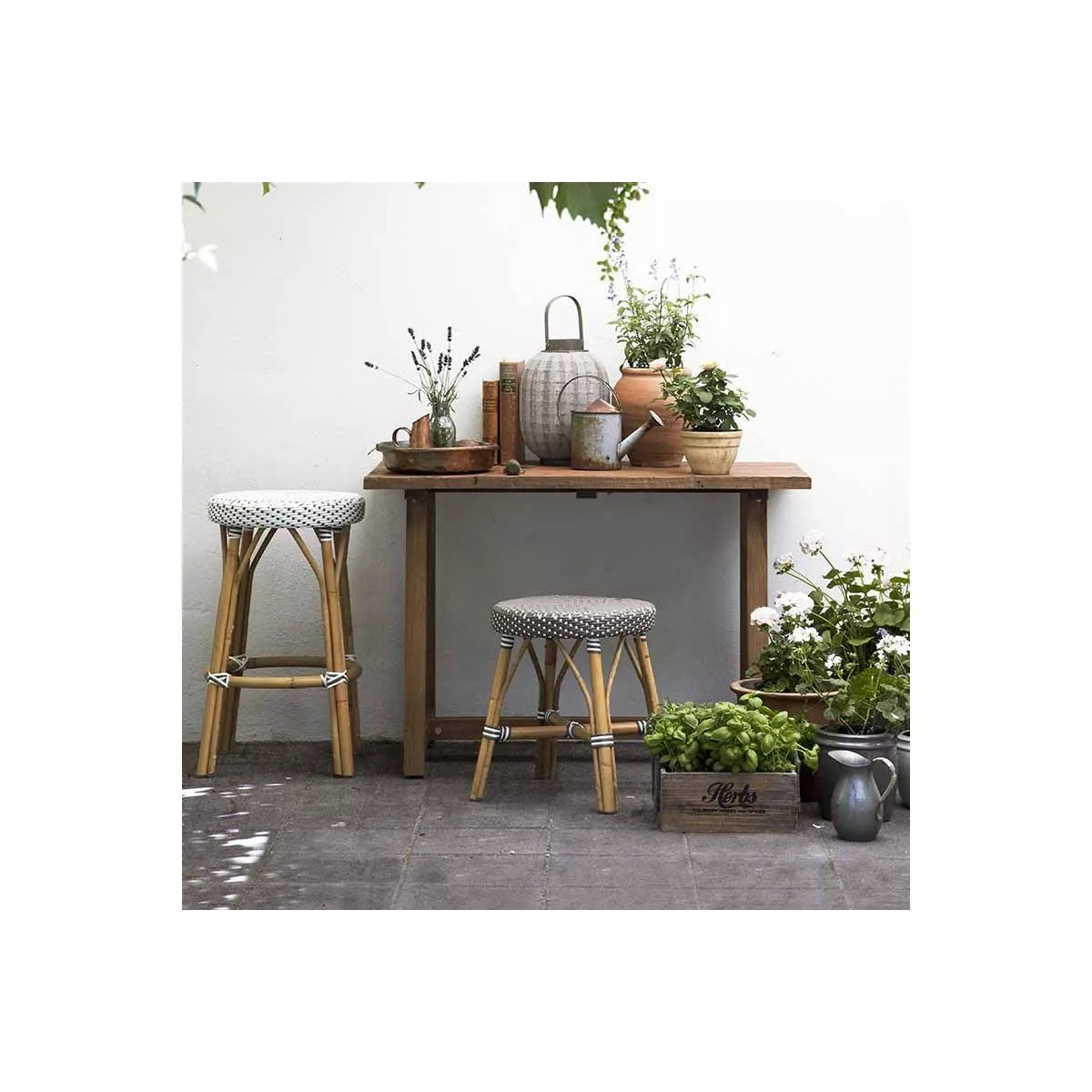 Tabouret de bar Rotin Isabelle Blanc